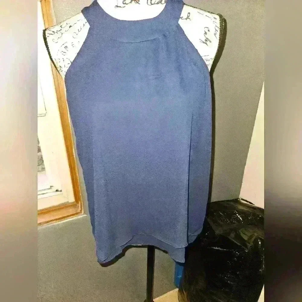 Tazza Womens Navy Blue Sleeveless Top Size M